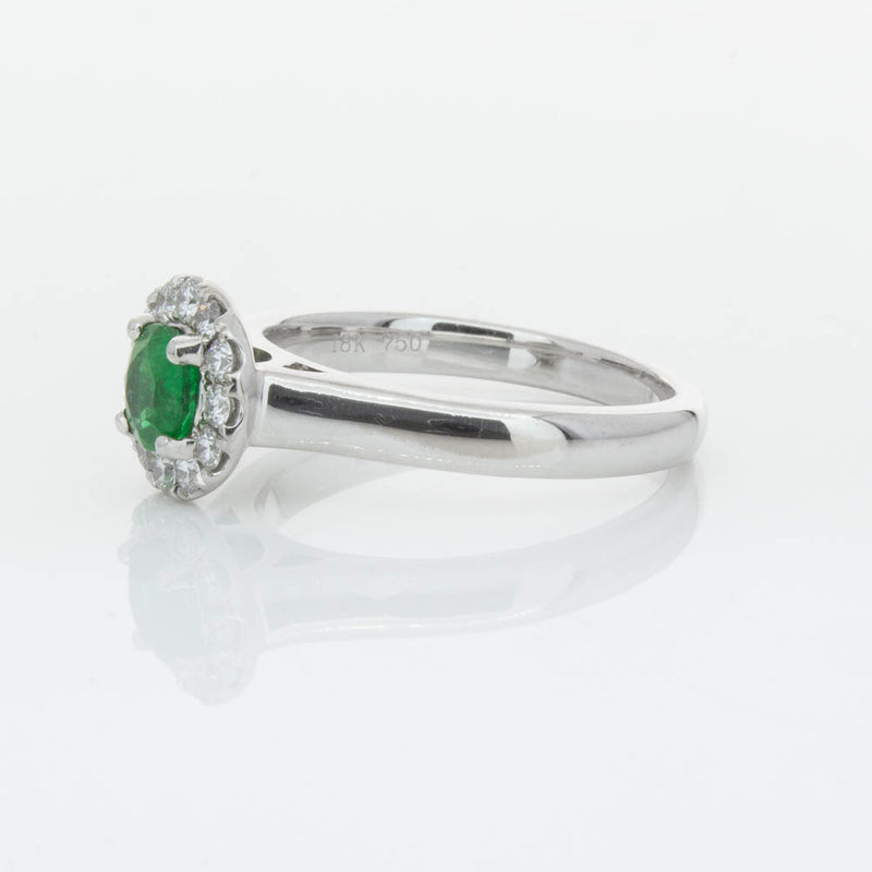 18ct White Gold Emerald & Diamond Eclipse Ring-Ring-Walker & Hall