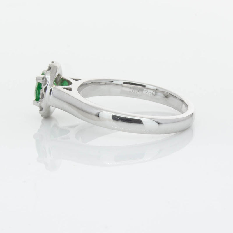 18ct White Gold Emerald & Diamond Eclipse Ring-Ring-Walker & Hall