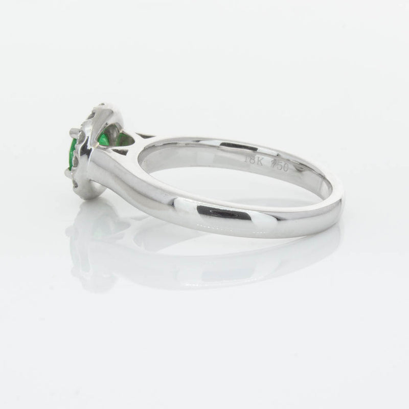 18ct White Gold Emerald & Diamond Eclipse Ring-Ring-Walker & Hall