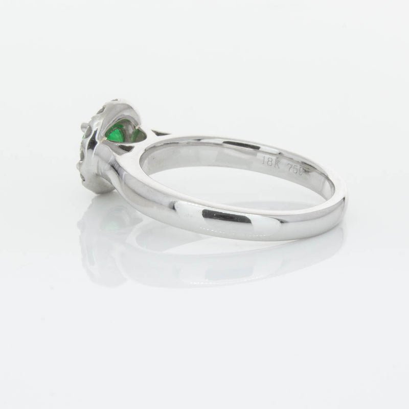 18ct White Gold Emerald & Diamond Eclipse Ring-Ring-Walker & Hall