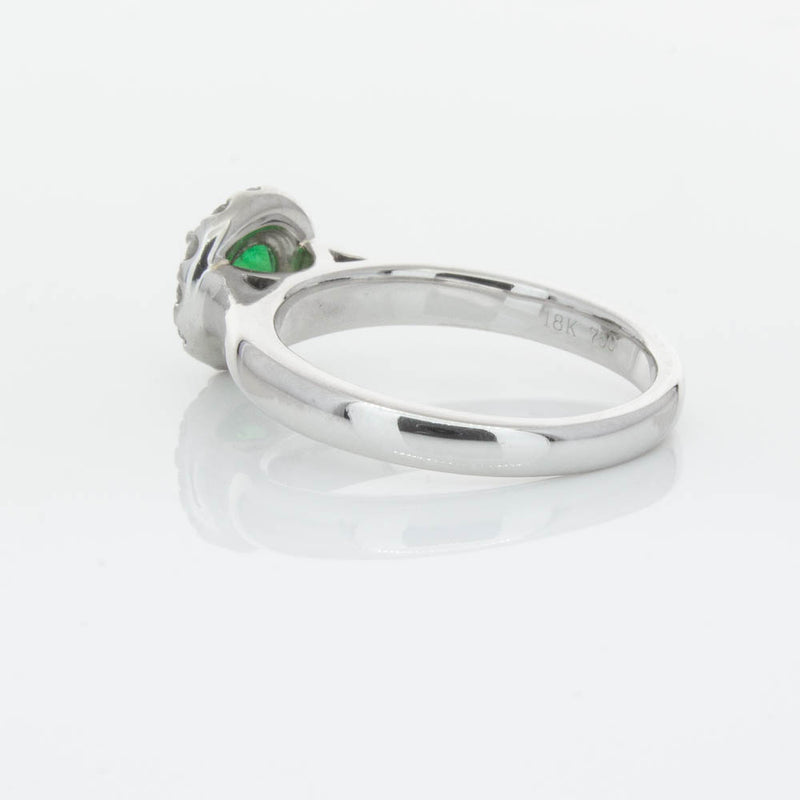 18ct White Gold Emerald & Diamond Eclipse Ring-Ring-Walker & Hall