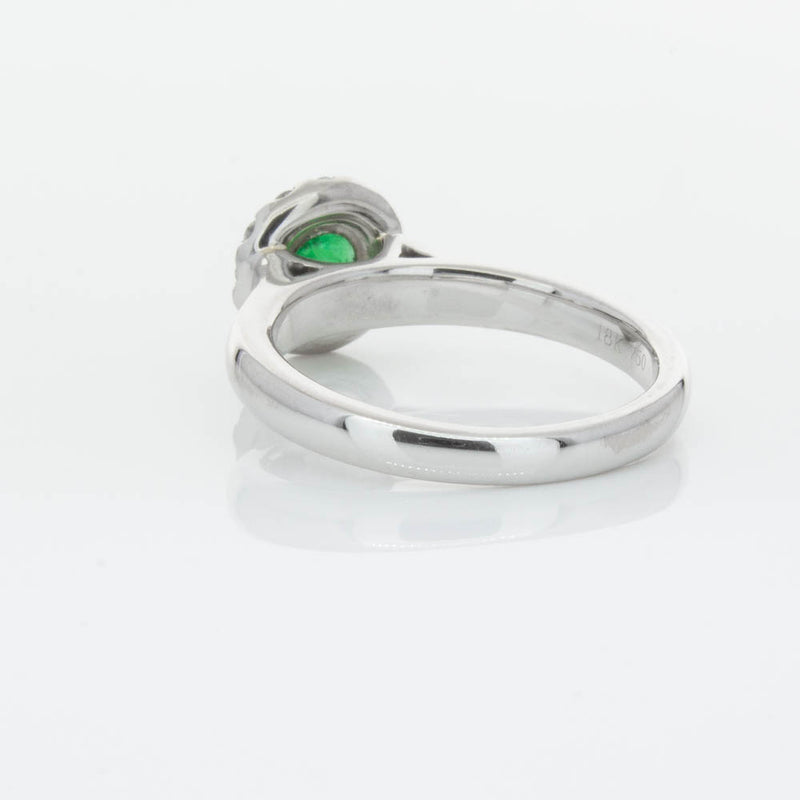 18ct White Gold Emerald & Diamond Eclipse Ring-Ring-Walker & Hall