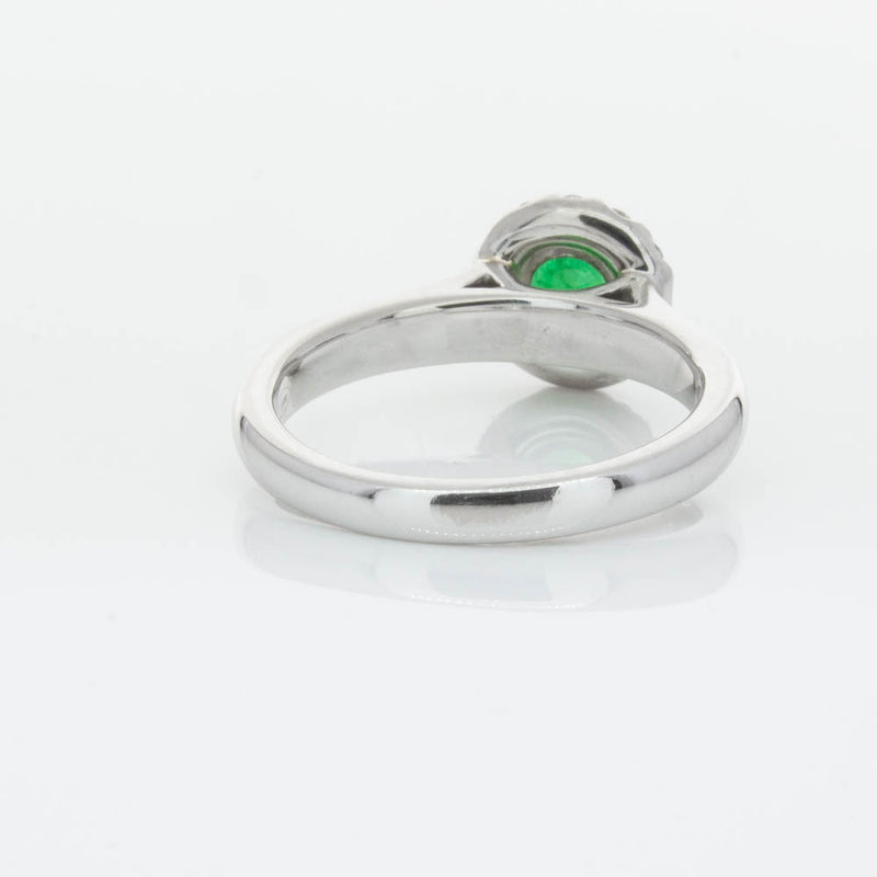 18ct White Gold Emerald & Diamond Eclipse Ring-Ring-Walker & Hall