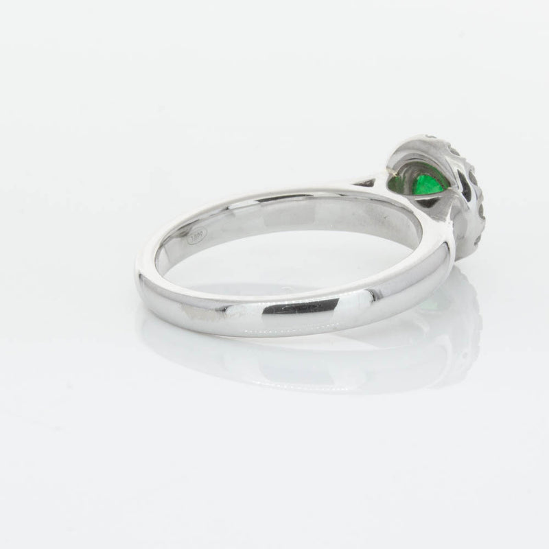 18ct White Gold Emerald & Diamond Eclipse Ring-Ring-Walker & Hall