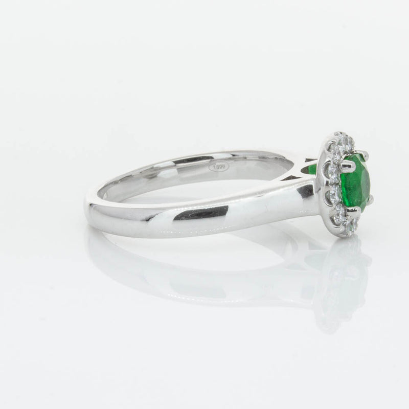 18ct White Gold Emerald & Diamond Eclipse Ring-Ring-Walker & Hall