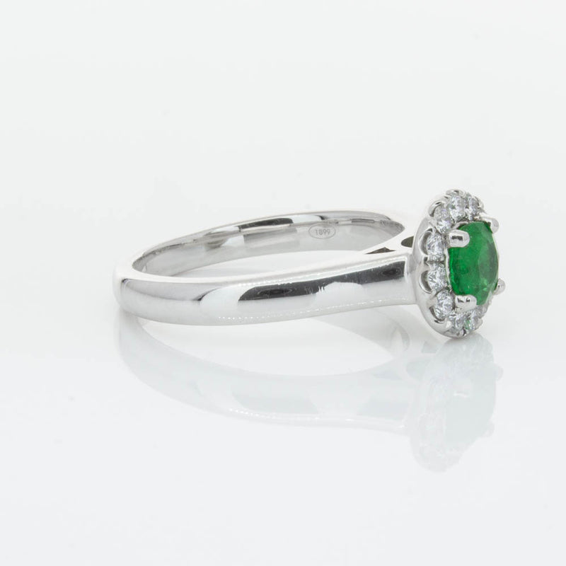 18ct White Gold Emerald & Diamond Eclipse Ring-Ring-Walker & Hall