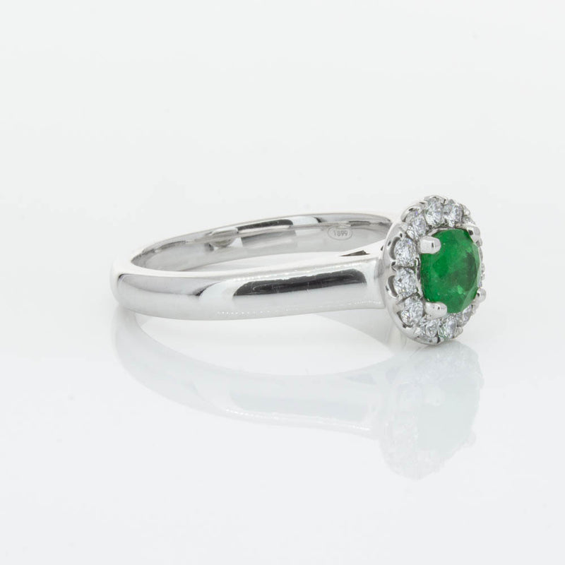 18ct White Gold Emerald & Diamond Eclipse Ring-Ring-Walker & Hall