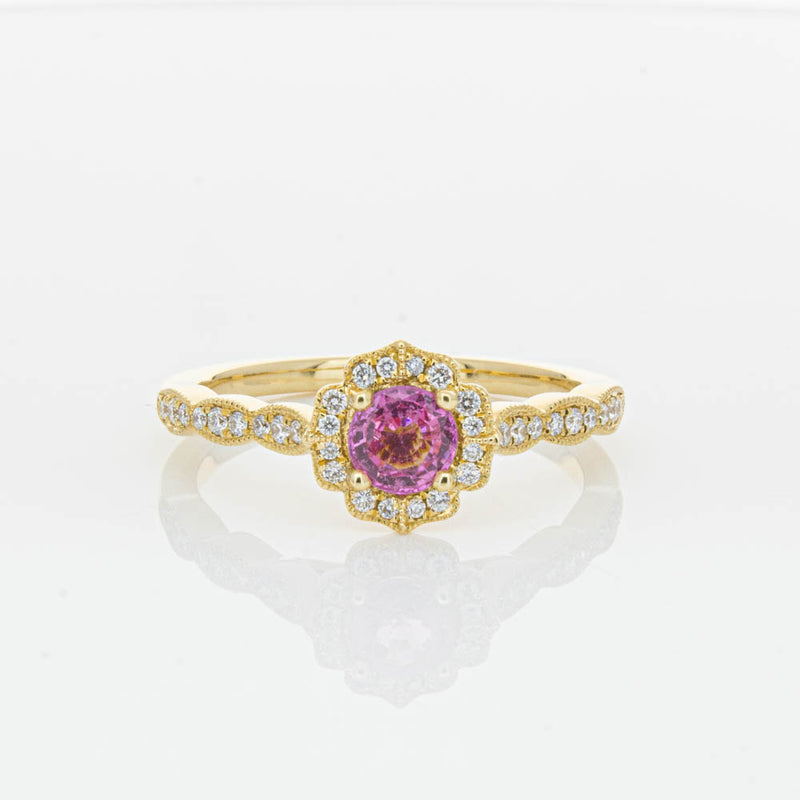 18ct Yellow Gold Pink Sapphire & Diamond Paramount Ring-Ring-Walker & Hall