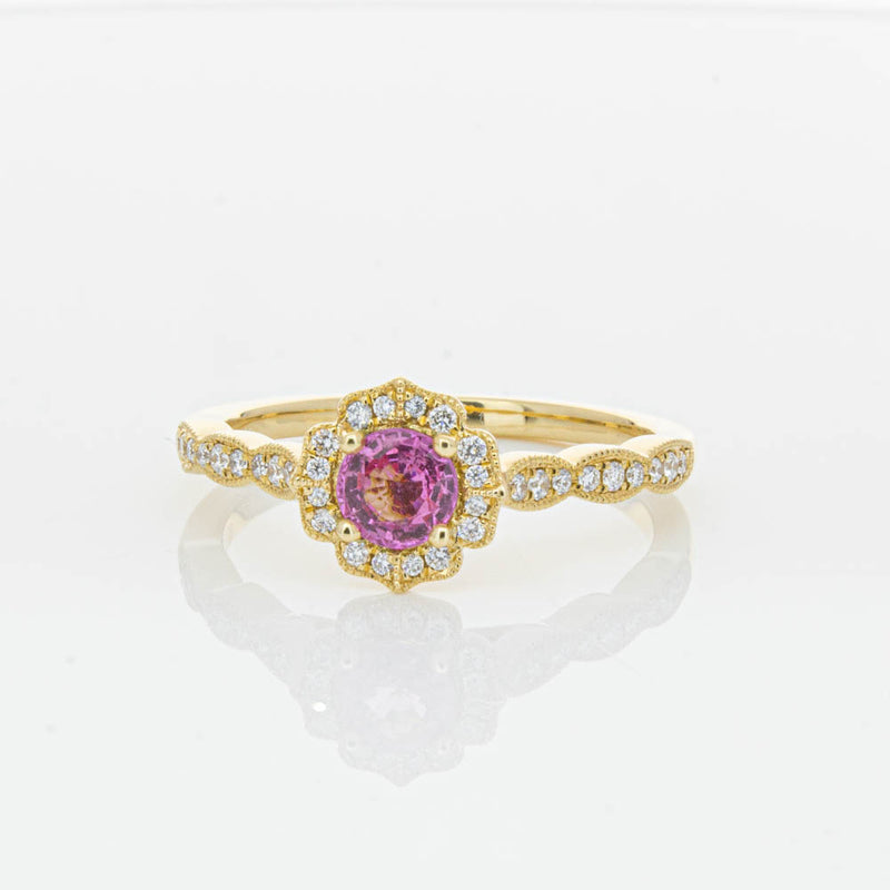 18ct Yellow Gold Pink Sapphire & Diamond Paramount Ring-Ring-Walker & Hall