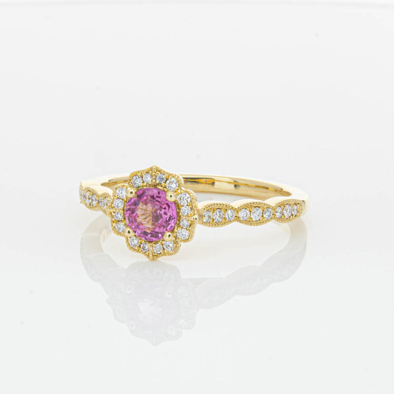 18ct Yellow Gold Pink Sapphire & Diamond Paramount Ring-Ring-Walker & Hall
