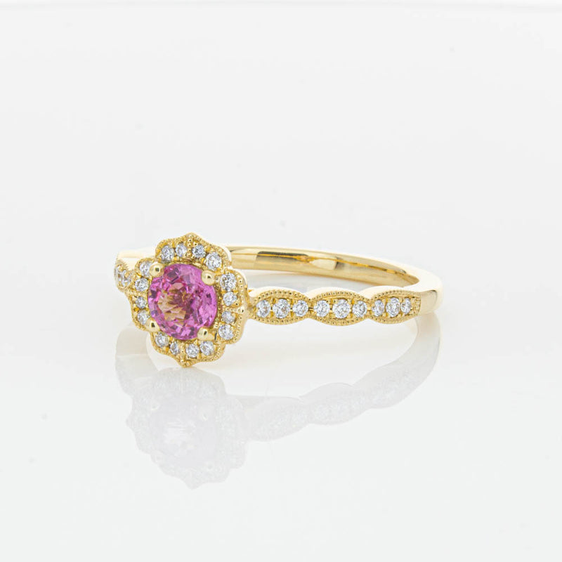 18ct Yellow Gold Pink Sapphire & Diamond Paramount Ring-Ring-Walker & Hall
