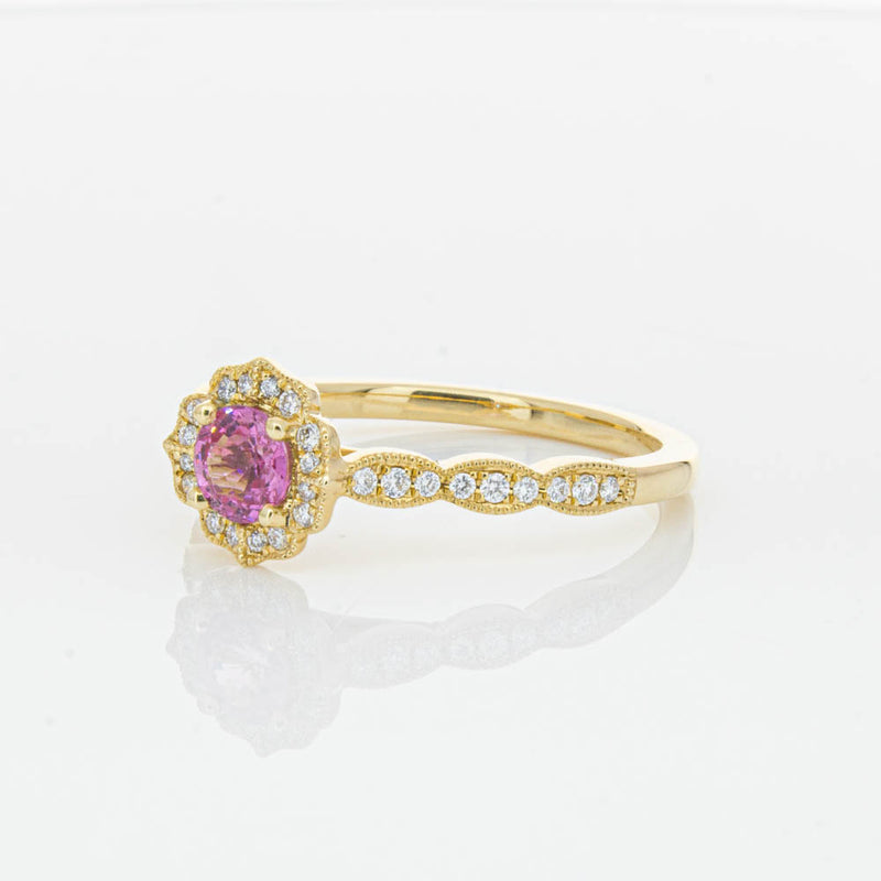 18ct Yellow Gold Pink Sapphire & Diamond Paramount Ring-Ring-Walker & Hall