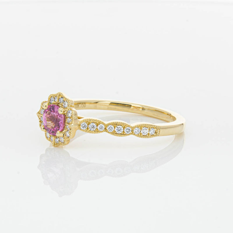 18ct Yellow Gold Pink Sapphire & Diamond Paramount Ring-Ring-Walker & Hall