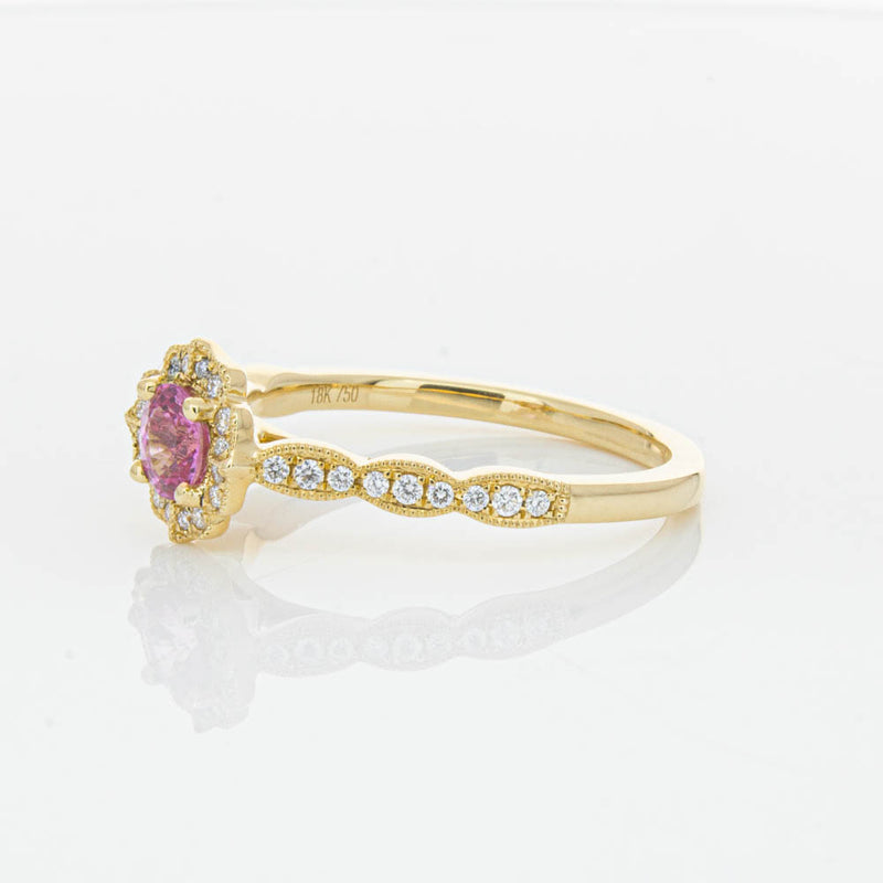 18ct Yellow Gold Pink Sapphire & Diamond Paramount Ring-Ring-Walker & Hall