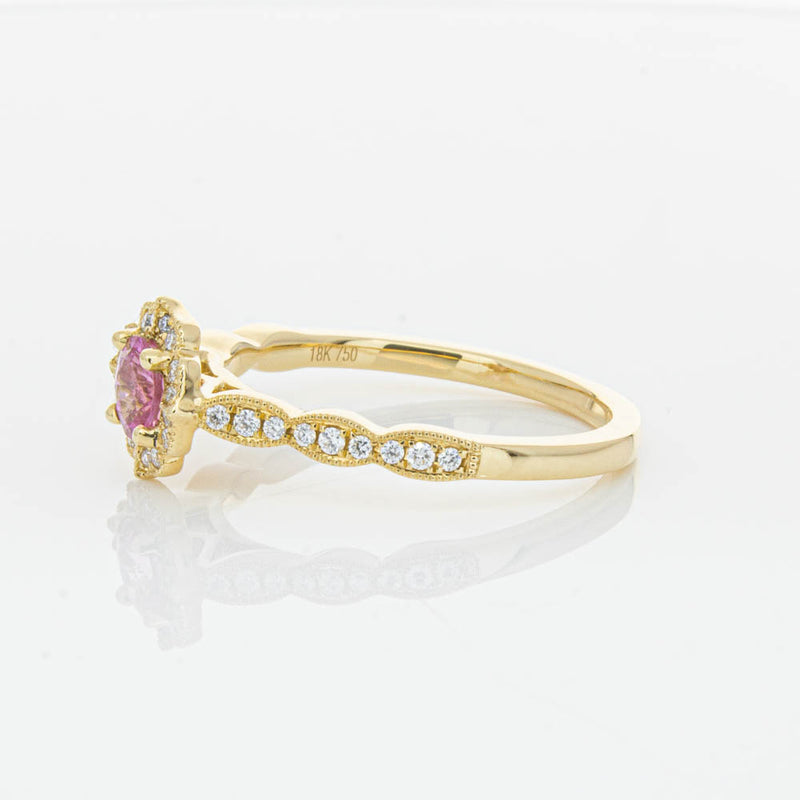 18ct Yellow Gold Pink Sapphire & Diamond Paramount Ring-Ring-Walker & Hall