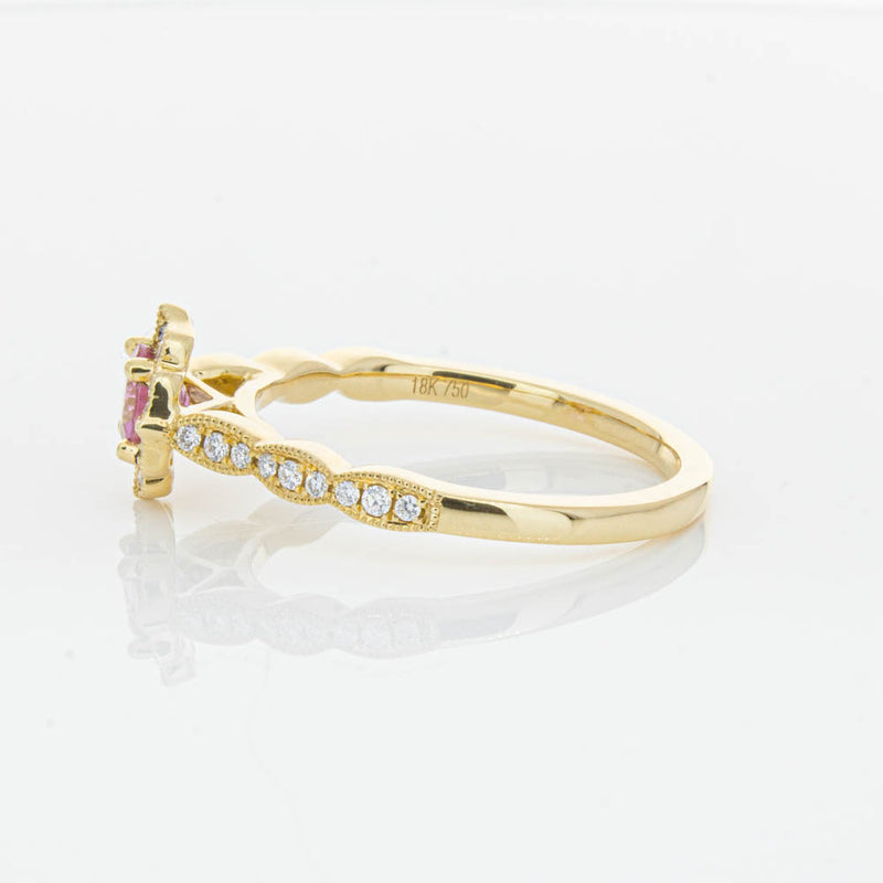 18ct Yellow Gold Pink Sapphire & Diamond Paramount Ring-Ring-Walker & Hall