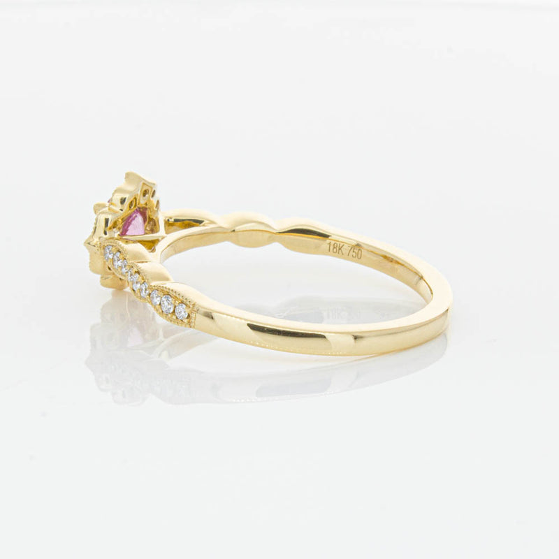 18ct Yellow Gold Pink Sapphire & Diamond Paramount Ring-Ring-Walker & Hall