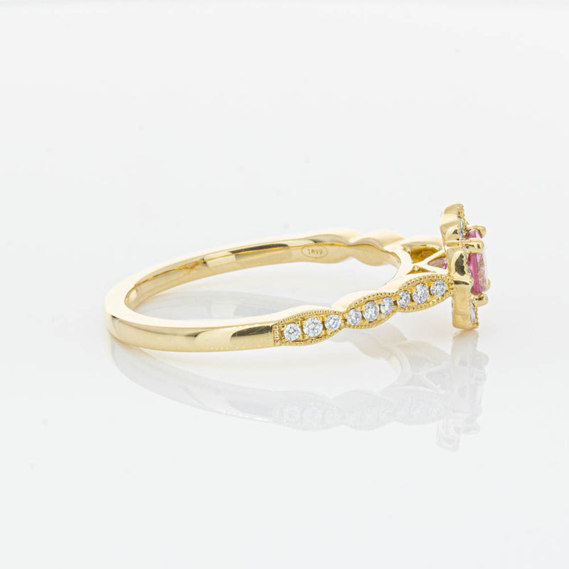 18ct Yellow Gold Pink Sapphire & Diamond Paramount Ring-Ring-Walker & Hall