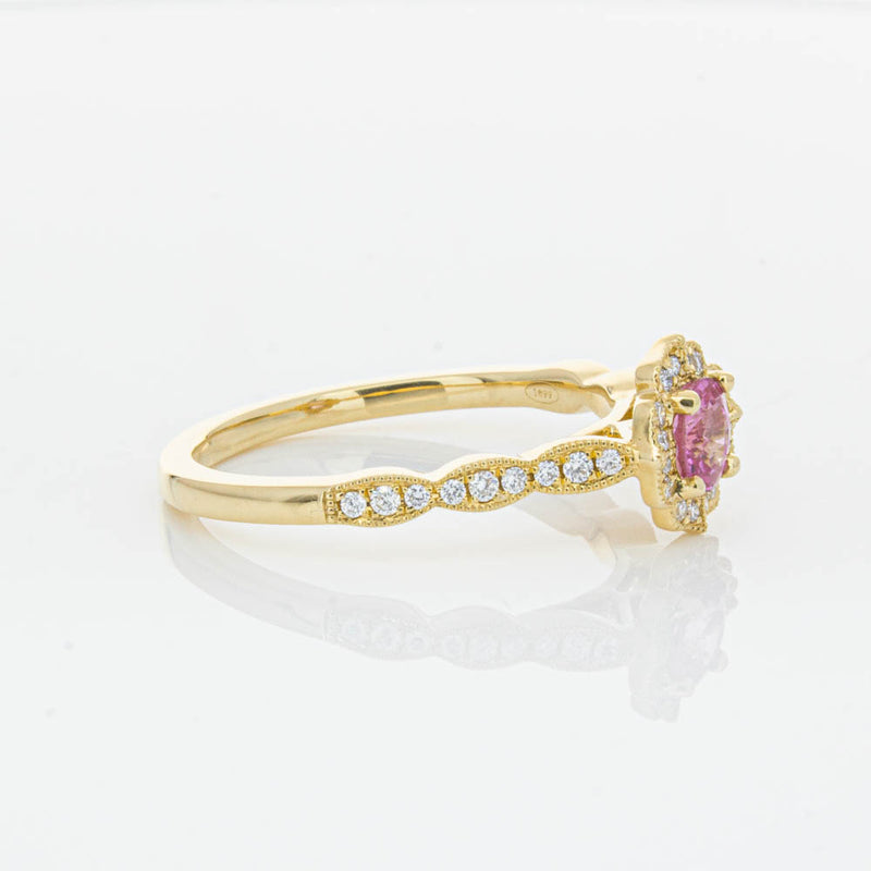 18ct Yellow Gold Pink Sapphire & Diamond Paramount Ring-Ring-Walker & Hall