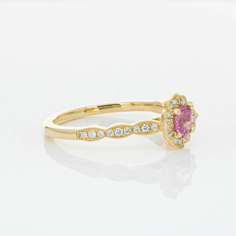 18ct Yellow Gold Pink Sapphire & Diamond Paramount Ring-Ring-Walker & Hall