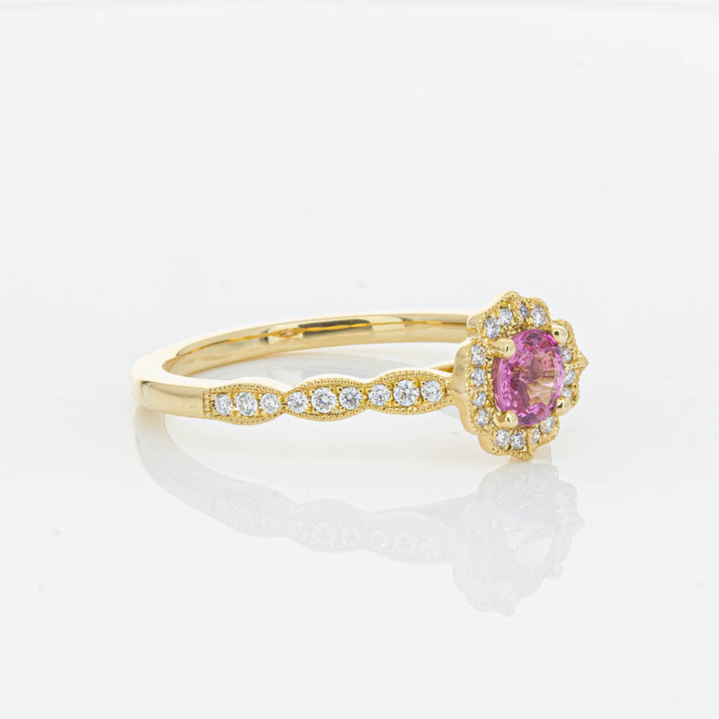 18ct Yellow Gold Pink Sapphire & Diamond Paramount Ring-Ring-Walker & Hall
