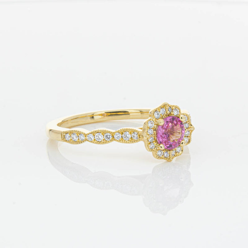 18ct Yellow Gold Pink Sapphire & Diamond Paramount Ring-Ring-Walker & Hall