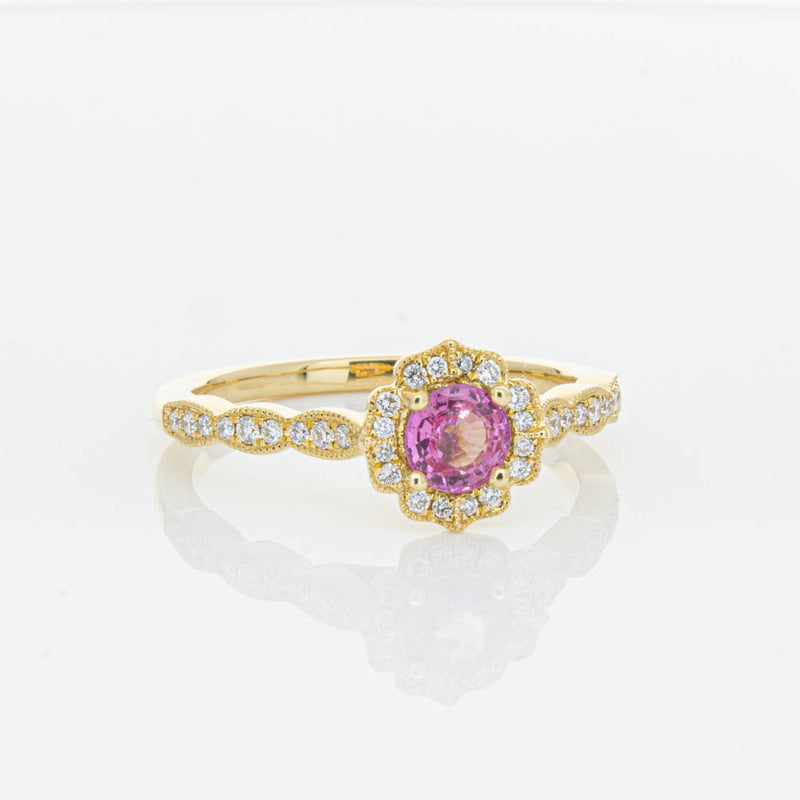 18ct Yellow Gold Pink Sapphire & Diamond Paramount Ring-Ring-Walker & Hall
