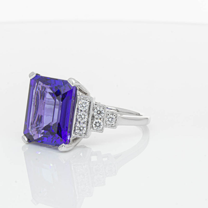 18ct White Gold Tanzanite & Diamond Maya Ring-Ring-Walker & Hall