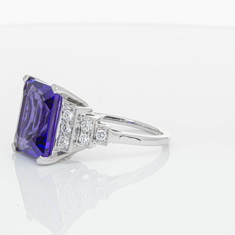 18ct White Gold Tanzanite & Diamond Maya Ring-Ring-Walker & Hall