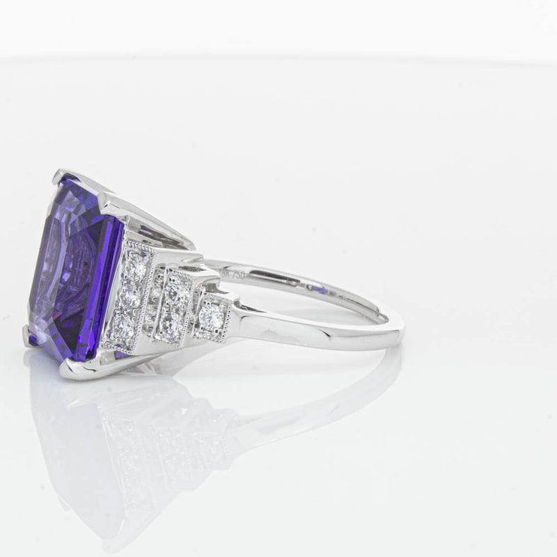 18ct White Gold Tanzanite & Diamond Maya Ring-Ring-Walker & Hall