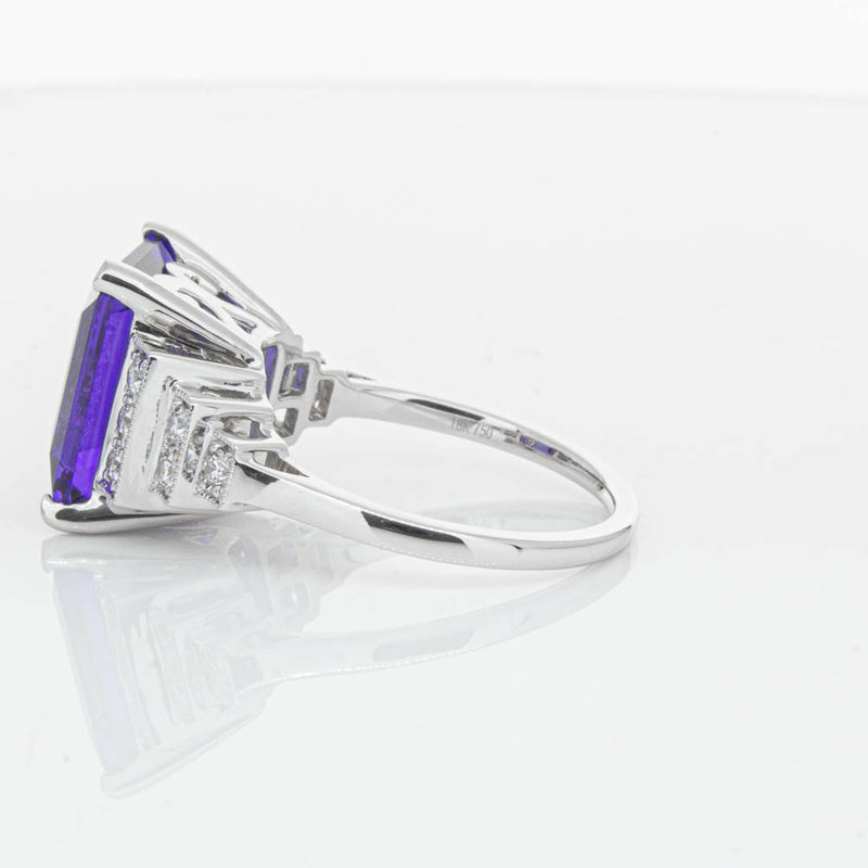 18ct White Gold Tanzanite & Diamond Maya Ring-Ring-Walker & Hall
