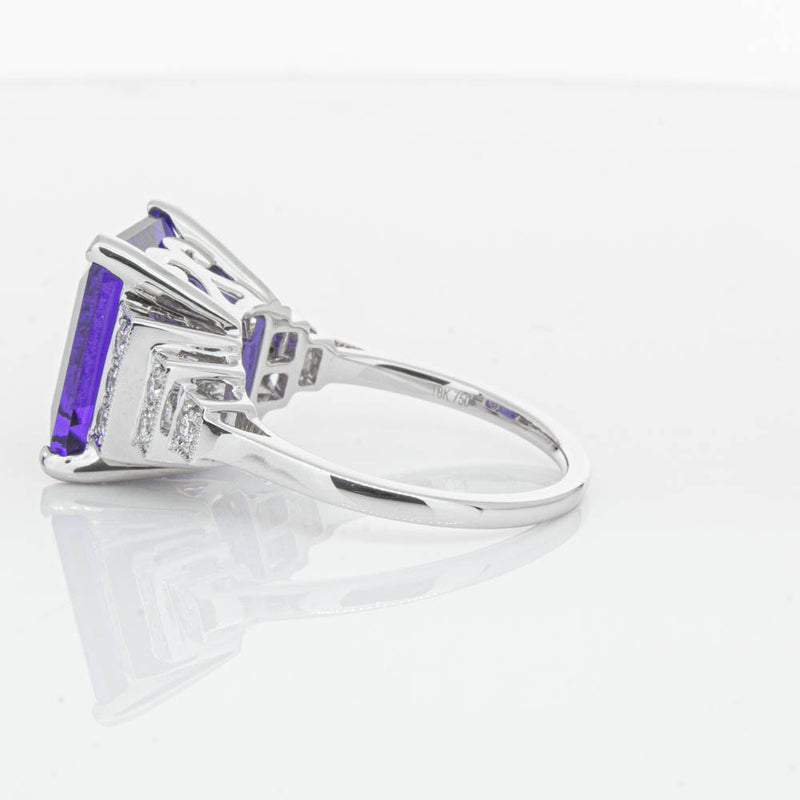 18ct White Gold Tanzanite & Diamond Maya Ring-Ring-Walker & Hall