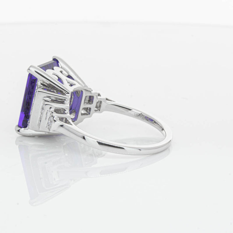 18ct White Gold Tanzanite & Diamond Maya Ring-Ring-Walker & Hall