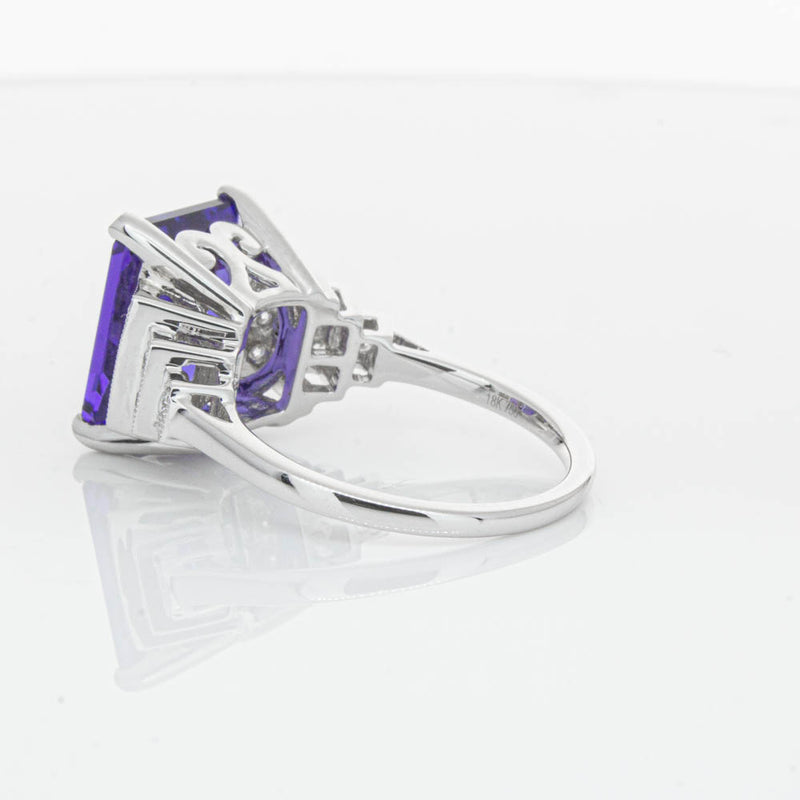 18ct White Gold Tanzanite & Diamond Maya Ring-Ring-Walker & Hall