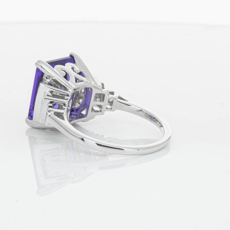 18ct White Gold Tanzanite & Diamond Maya Ring-Ring-Walker & Hall