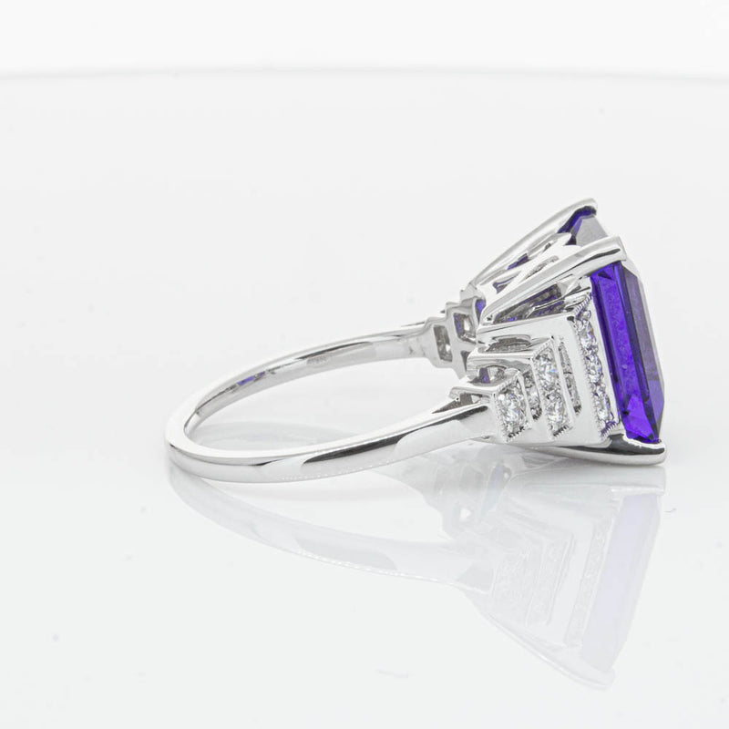 18ct White Gold Tanzanite & Diamond Maya Ring-Ring-Walker & Hall