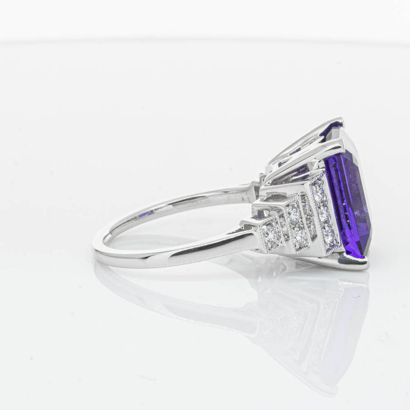 18ct White Gold Tanzanite & Diamond Maya Ring-Ring-Walker & Hall