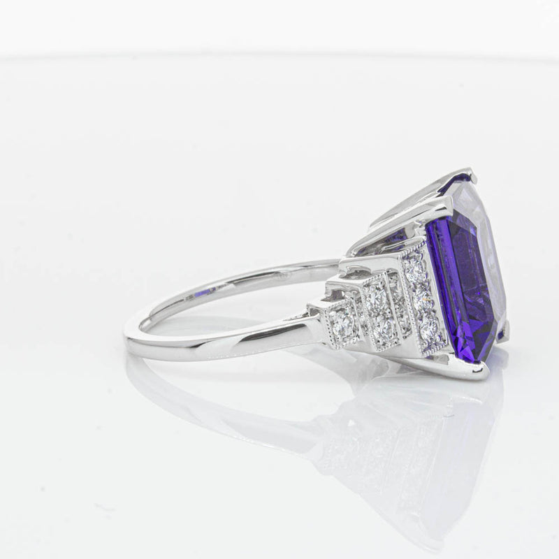 18ct White Gold Tanzanite & Diamond Maya Ring-Ring-Walker & Hall