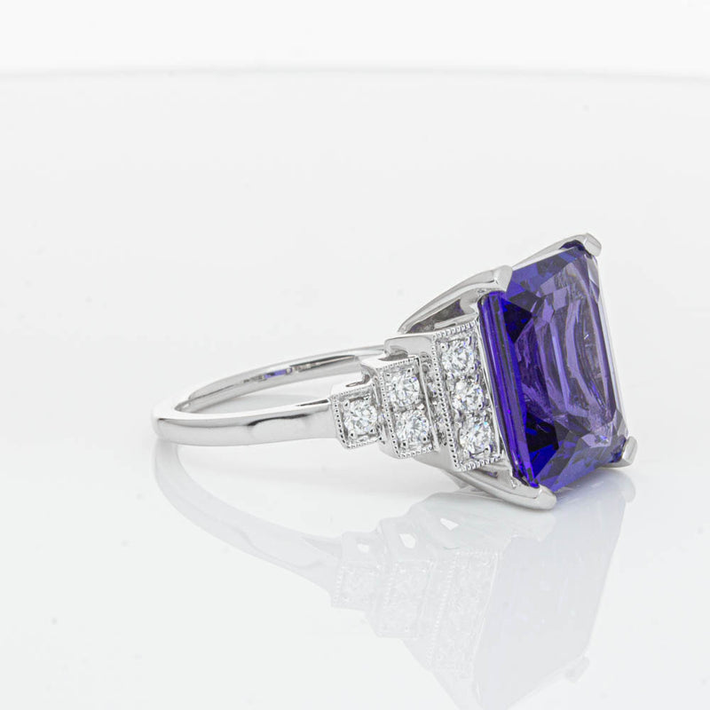 18ct White Gold Tanzanite & Diamond Maya Ring-Ring-Walker & Hall