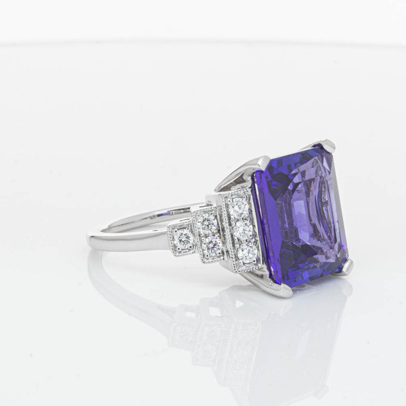 18ct White Gold Tanzanite & Diamond Maya Ring-Ring-Walker & Hall