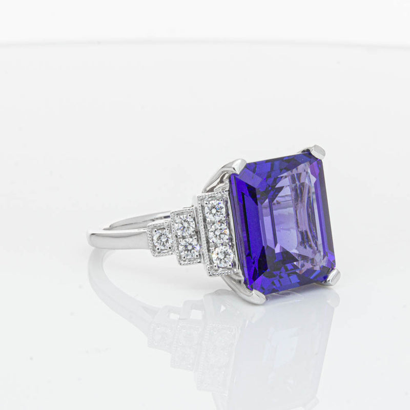 18ct White Gold Tanzanite & Diamond Maya Ring-Ring-Walker & Hall