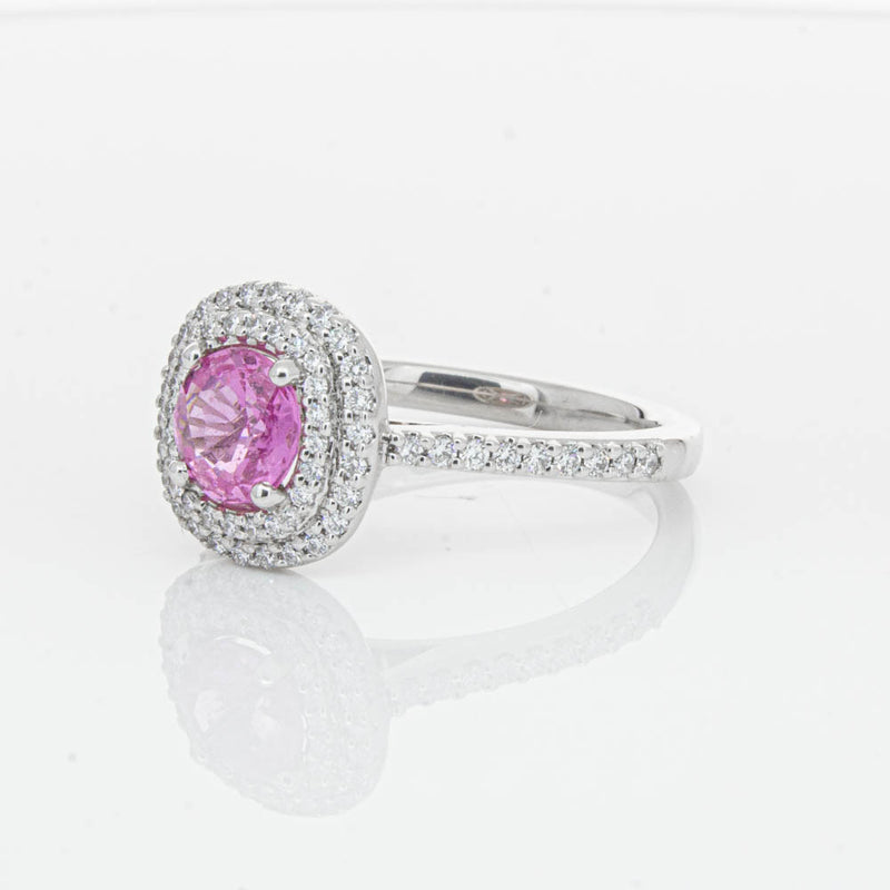 18ct White Gold Pink Sapphire & Diamond Rosa Ring-Ring-Walker & Hall