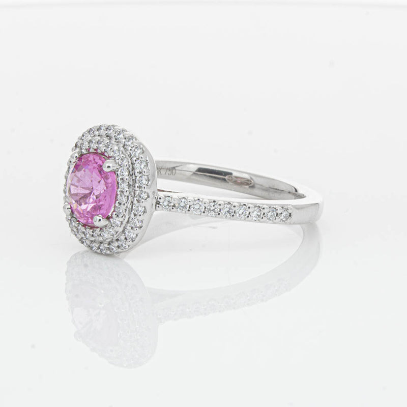 18ct White Gold Pink Sapphire & Diamond Rosa Ring-Ring-Walker & Hall