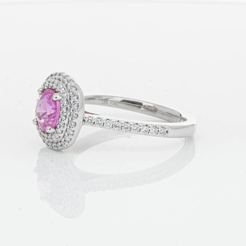 18ct White Gold Pink Sapphire & Diamond Rosa Ring-Ring-Walker & Hall