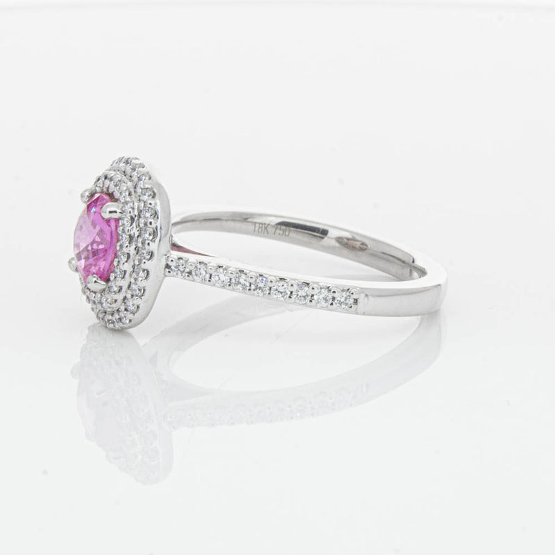 18ct White Gold Pink Sapphire & Diamond Rosa Ring-Ring-Walker & Hall