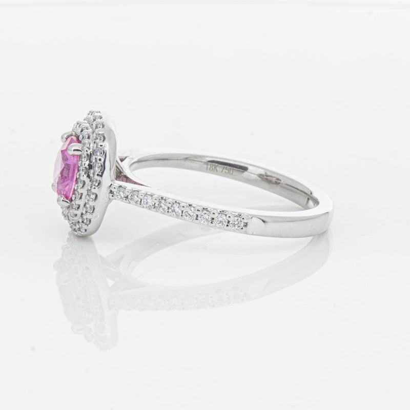 18ct White Gold Pink Sapphire & Diamond Rosa Ring-Ring-Walker & Hall