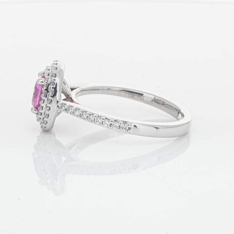18ct White Gold Pink Sapphire & Diamond Rosa Ring-Ring-Walker & Hall