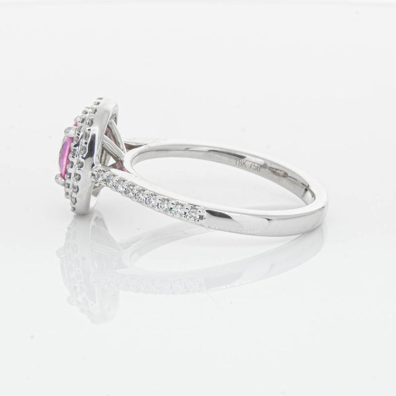 18ct White Gold Pink Sapphire & Diamond Rosa Ring-Ring-Walker & Hall