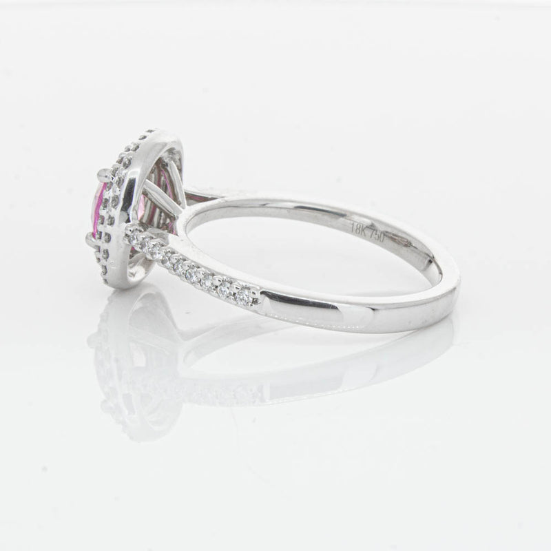 18ct White Gold Pink Sapphire & Diamond Rosa Ring-Ring-Walker & Hall