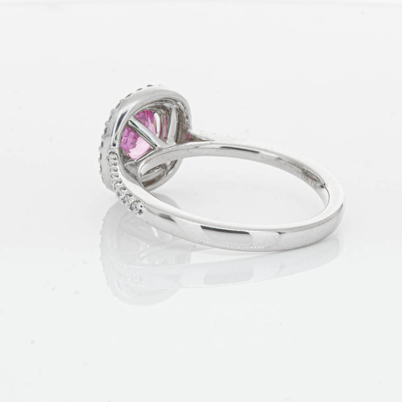 18ct White Gold Pink Sapphire & Diamond Rosa Ring-Ring-Walker & Hall
